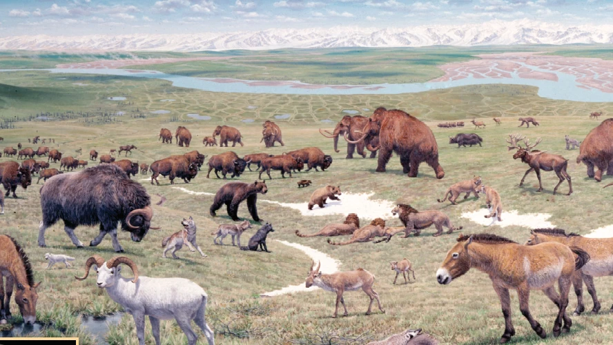 USGS reconstruction of a Pleistocene grassland with Ice Age mammals